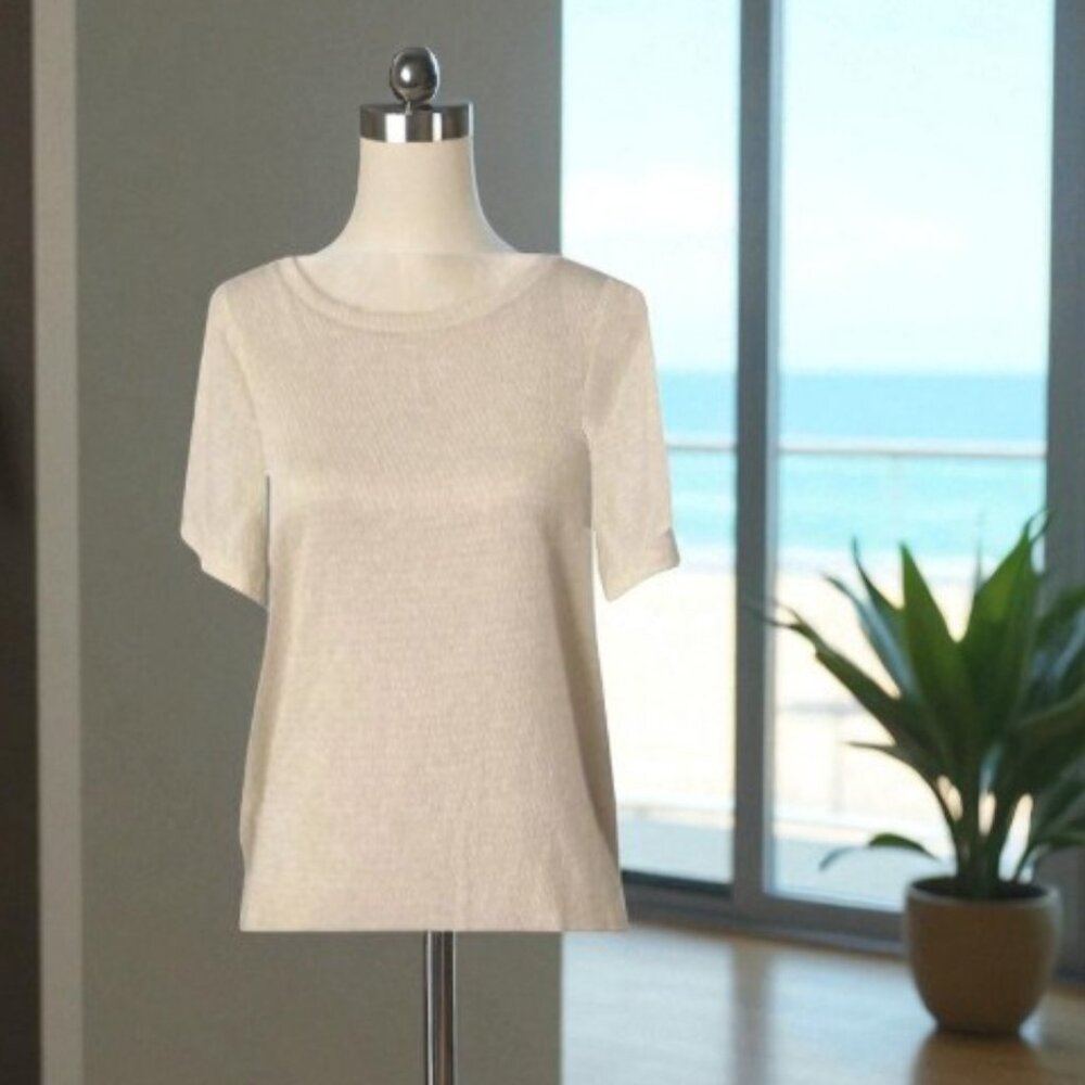 Postage Stamp by Anthropologie  Metallic Shimmer Short Sleeve Top